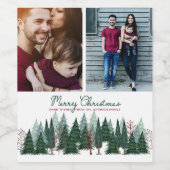 Pine Trees | 2 foto's | Eigen waslabel Wijn Etiket (Enkel label)