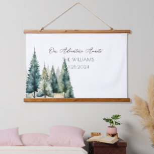 Pine Trees Alternatieve bruiloft gastenboek Hangend Wandkleed