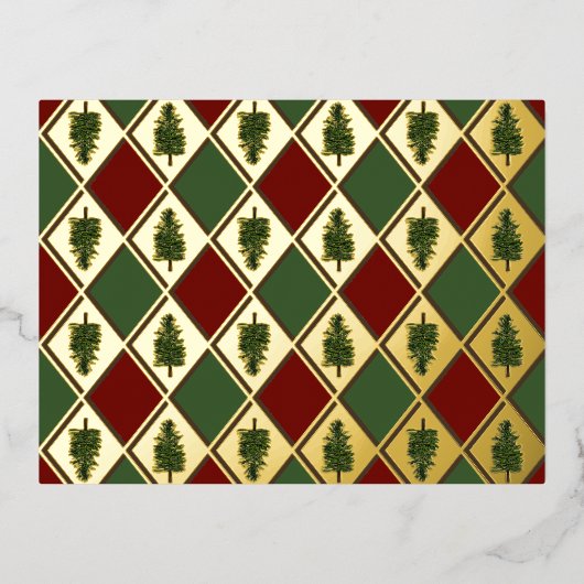 Pine Trees and Harlequin Folie Briefkaart (Voorkant)