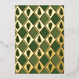 Pine Trees and Harlequin Folie Holiday Kaart
