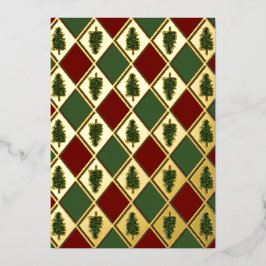 Pine Trees and Harlequin Folie Holiday Kaart