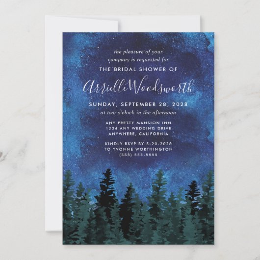 Pine Trees Aquarelle Bridal Douche Invitations (Devant)