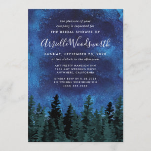 Pine Trees Aquarelle Bridal Douche Invitations