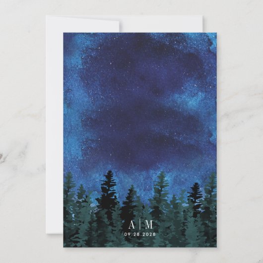 Pine Trees Aquarelle Engagement Parties Invitation (Dos)
