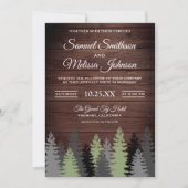 Pine Trees Bois rustique Hiver Mariage Invitation (Devant)