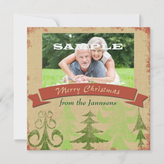 Pine Trees Border Vrolijk Kerstfeest Feestdagenkaart (Voorkant)