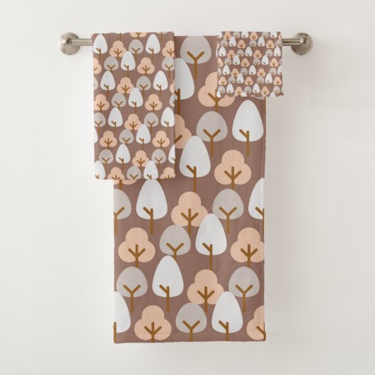 Pine Trees Botanische Patroon Rustieke Herfst Herf Bad Handdoek (Insitu)