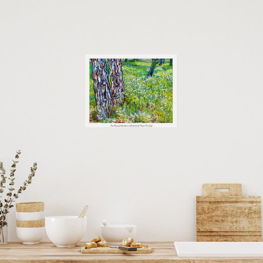Pine Trees en Dandelions in de Garden Van Gogh Poster (Keuken)
