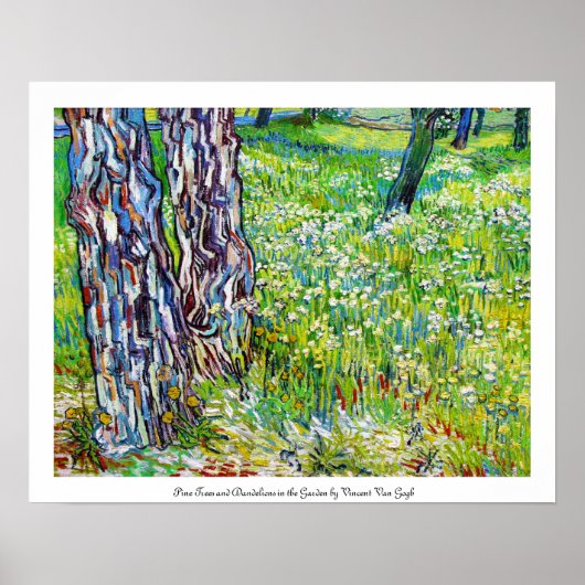 Pine Trees en Dandelions in de Garden Van Gogh Poster (Voorkant)