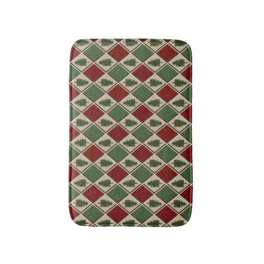 Pine Trees en Harlequin Bath Mat (Voorkant Verticaal)