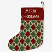 Pine Trees en Harlequin Holiday Stocking Kleine Kerstsok (Achterkant)