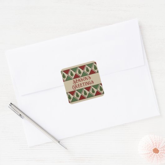 Pine Trees en Harlequin Square Sticker (Envelop)