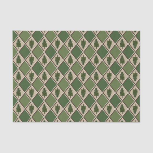 Pine Trees en Harlequin Tissue Paper Tissuepapier (Voorkant)