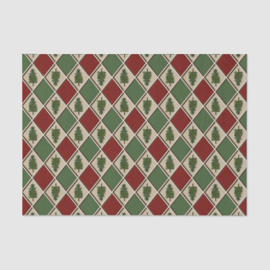 Pine Trees en Harlequin Tissue Paper Tissuepapier (Voorkant)
