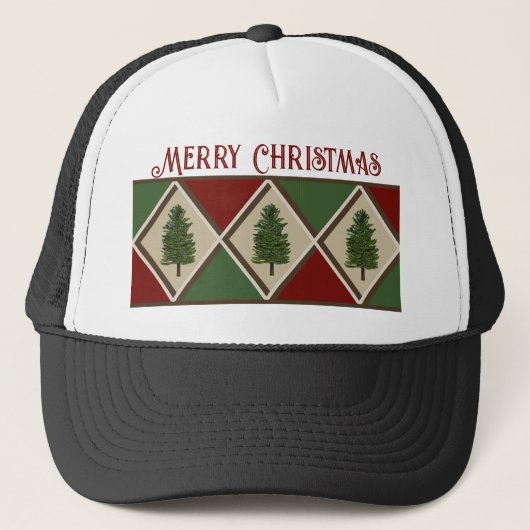 Pine Trees en Harlequin Trucker Hat Trucker Pet (Voorkant)