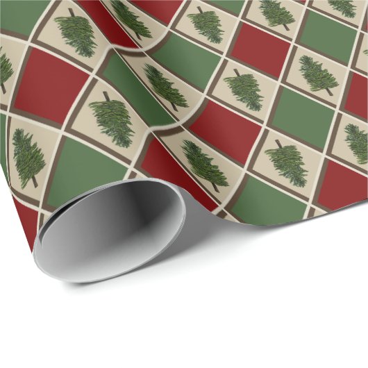 Pine Trees en Harlequin Wrapping Paper Cadeaupapier (Rol Hoek)