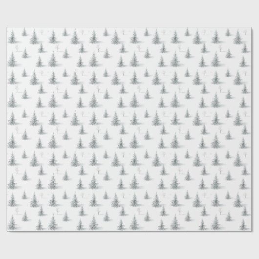 Pine Trees Forest Christmas Winter Pattern Cadeaupapier (Vlak)