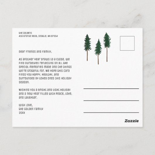 Pine Trees Forest Minimalist Eenvoudige aangepaste Briefkaart (Achterkant)