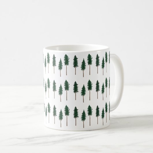 Pine Trees Forest Minimalist Pattern Koffiemok (Voorkant rechts)
