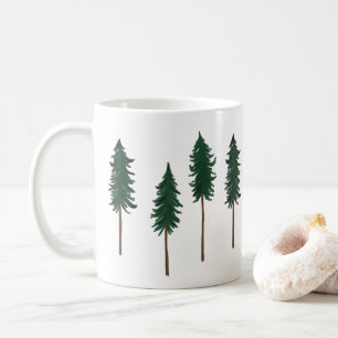 Pine Trees Forest Minimalist Pattern Koffiemok