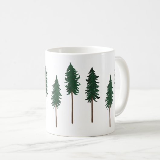 Pine Trees Forest Minimalist Pattern Koffiemok (Voorkant rechts)