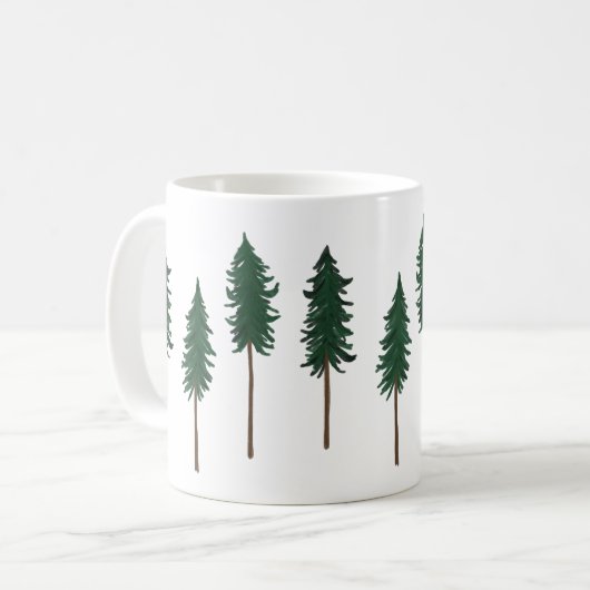 Pine Trees Forest Minimalist Pattern Koffiemok (Voorkant links)