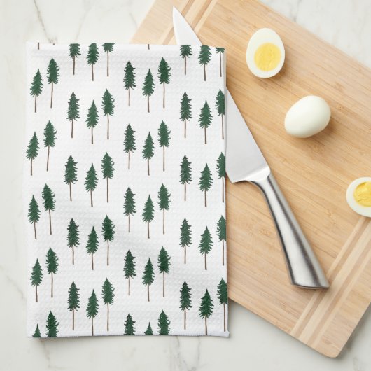 Pine Trees Forest Pattern Simple Theedoek (Quarter Fold)