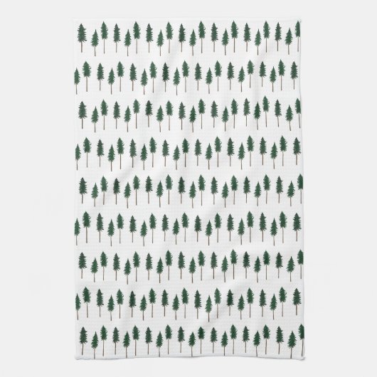 Pine Trees Forest Pattern Simple Theedoek (Verticaal)