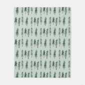 Pine Trees Forest Pattern Waterverf Fleece Deken (Voorkant)