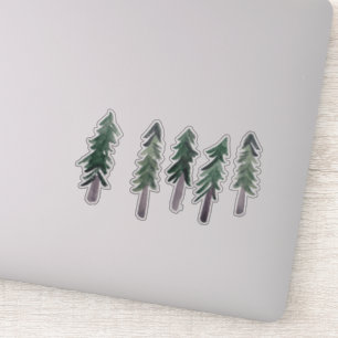 Pine Trees Forest Waterverf Sticker