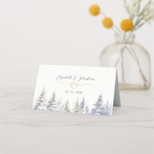 Pine Trees Forest Wedding Place Card (Achterkant)