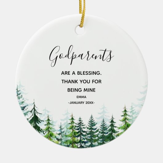Pine Trees Godouders kerstversiering Keramisch Ornament (Voorkant)