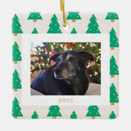 Pine Trees Holiday Photo Keramisch Ornament