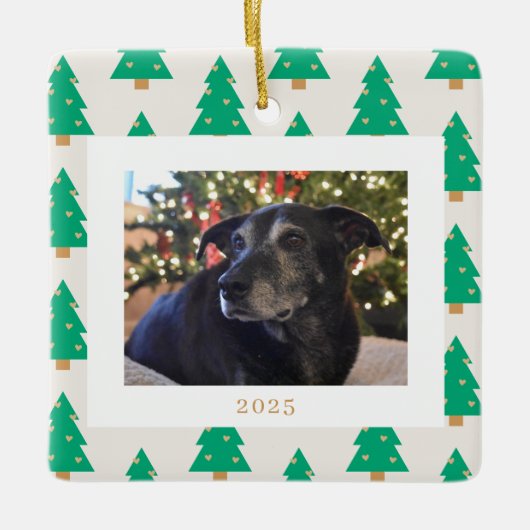 Pine Trees Holiday Photo Keramisch Ornament (Voorkant)
