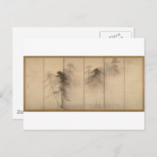 Pine Trees links scherm van Hasegawa Tohaku Briefkaart (Voorkant / Achterkant)