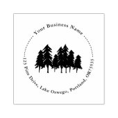 Pine Trees Logo Bedrijfsnaam & Adres Rubberstempel (Afrduk)