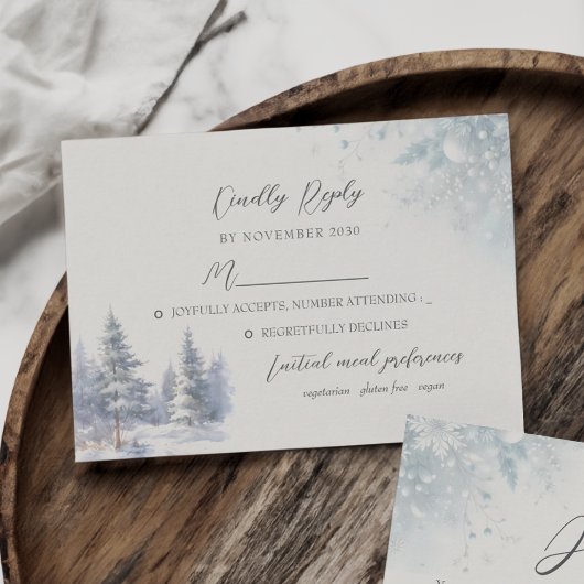 Pine Trees Mariage d'hiver Carte RSVP