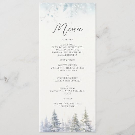 Pine Trees Menu Mariage d'hiver (Devant)