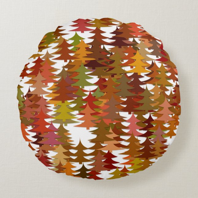 Pine Trees Rond Kussen (Voorkant)
