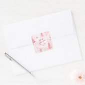 Pine Trees Roze Waterverf Kerst Vierkante Sticker (Envelop)
