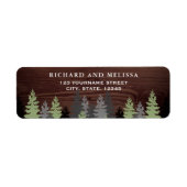 Pine Trees Rustic Wood Winter Weddenschap Etiket (Voorkant)