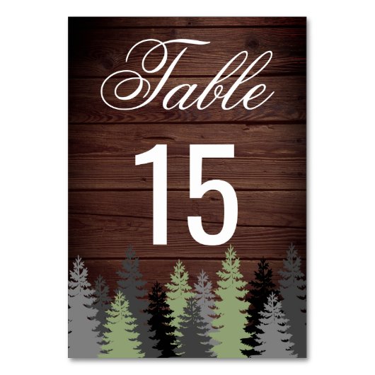 Pine Trees Rustic Wood Winter Weddenschap Kaart (Achterkant)