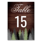 Pine Trees Rustic Wood Winter Weddenschap Kaart (Voorkant)