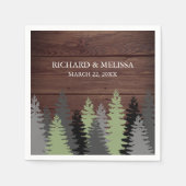Pine Trees Rustic Wood Winter Weddenschap Servet (Voorkant)