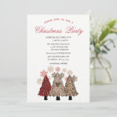 Pine Trees Snow Red Pset met kerstfeest Kaart (Staand voorkant)