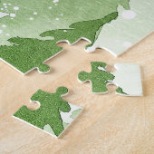 Pine Trees Snow: Waterverf Kerstmis. Legpuzzel (Zijkant)