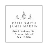 Pine Trees Twee Achternamen Kerstretour Adres Rubberstempel (Afrduk)