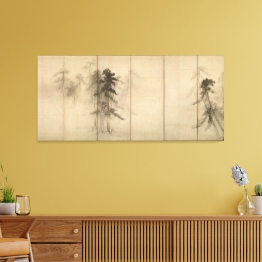 Pine Trees van Hasegawa Tohaku 16e eeuw Canvas Afdruk (Insitu (Woonkamer))