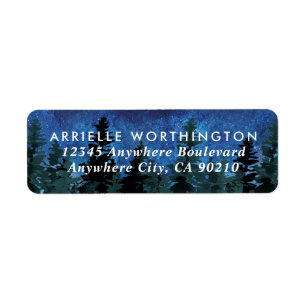 Pine Trees Waterverf Rustic Evergreen Wedding Etiket