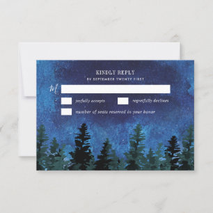 Pine Trees Waterverf Rustieke Bruiloft RSVP Kaarte Kaartje
